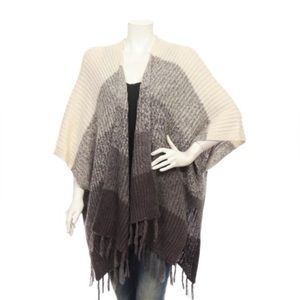 American Eagle Sweater Knit Shrug with Tassels Neutral Color Block One Size